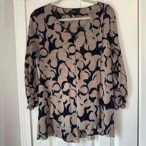 Alfani Size XL Women’s Elegant Black and Tan Patterned Blouse